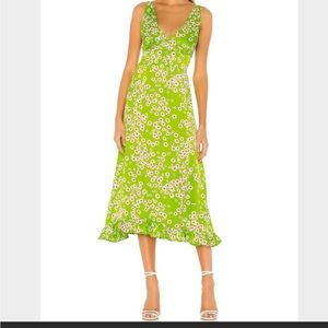 NWT $215 FAITHFULL THE BRAND EMILI LE BON FLORAR APPLE GREEN SUN DRESS SIZE 2 S